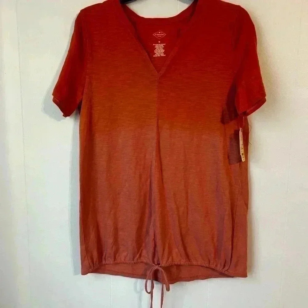 Size medium St. John’s Bay short sleeve‎ shirt.NWT 2 tone Orange rust E-4